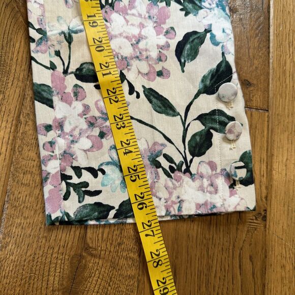 J Jill Linen Stretch High Rise Tapered Straight Floral Pants Womens Medium - Picture 6 of 8
